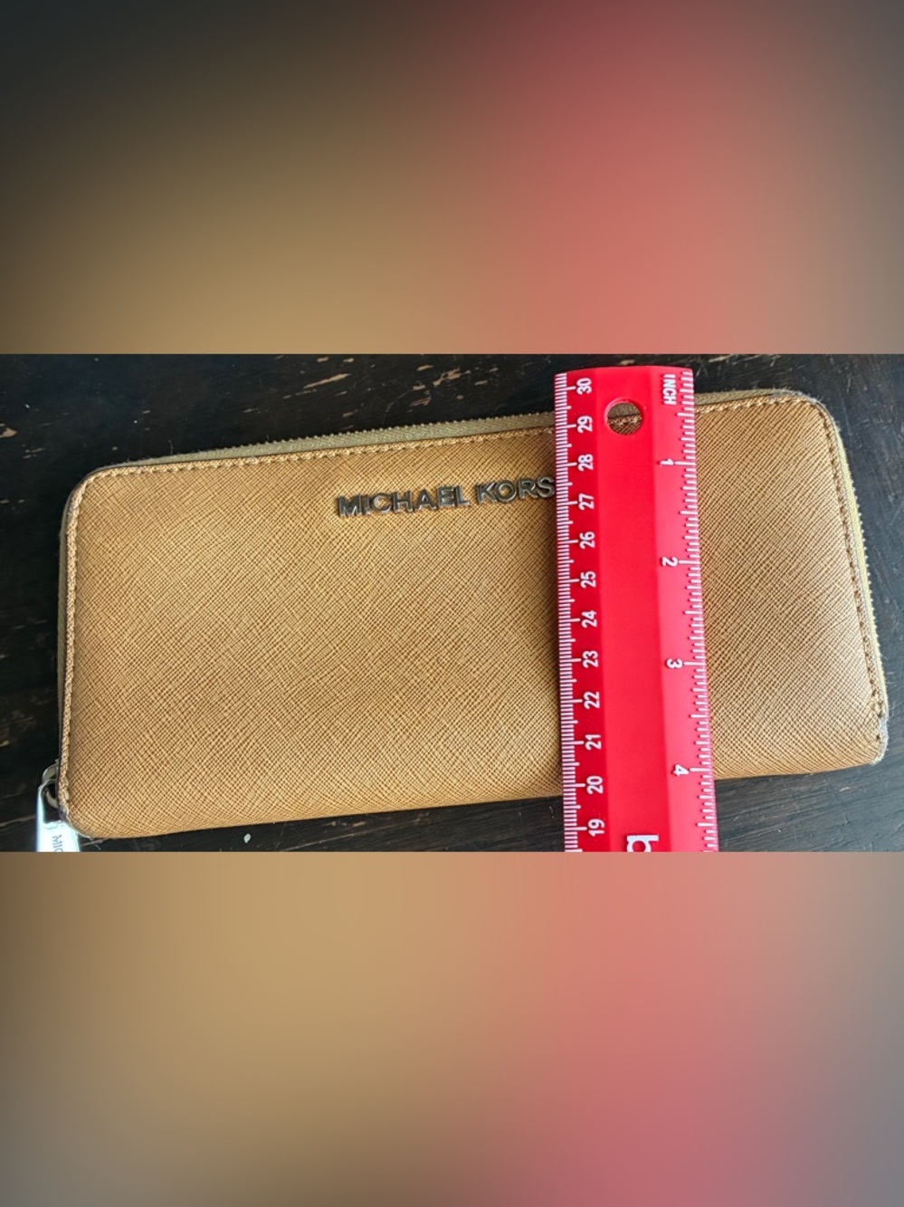 Michael Kors Tan Saffiano Leather Zip Wallet - Picture 4 of 11